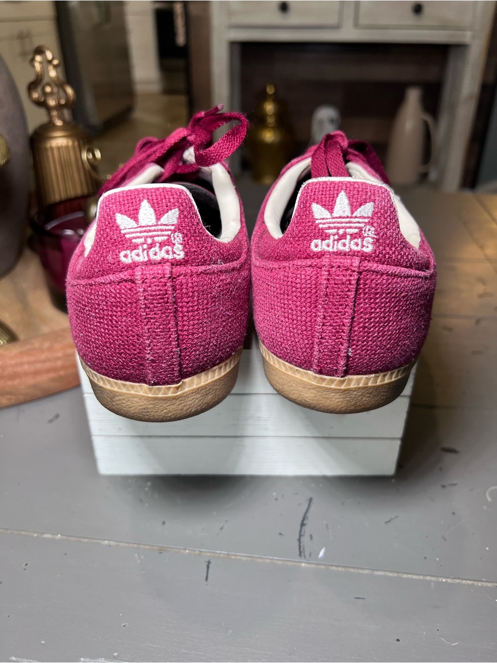 Adidas Sambas Hemp Burgundy Sneakers Unisex Size 8 - Picture 5 of 10
